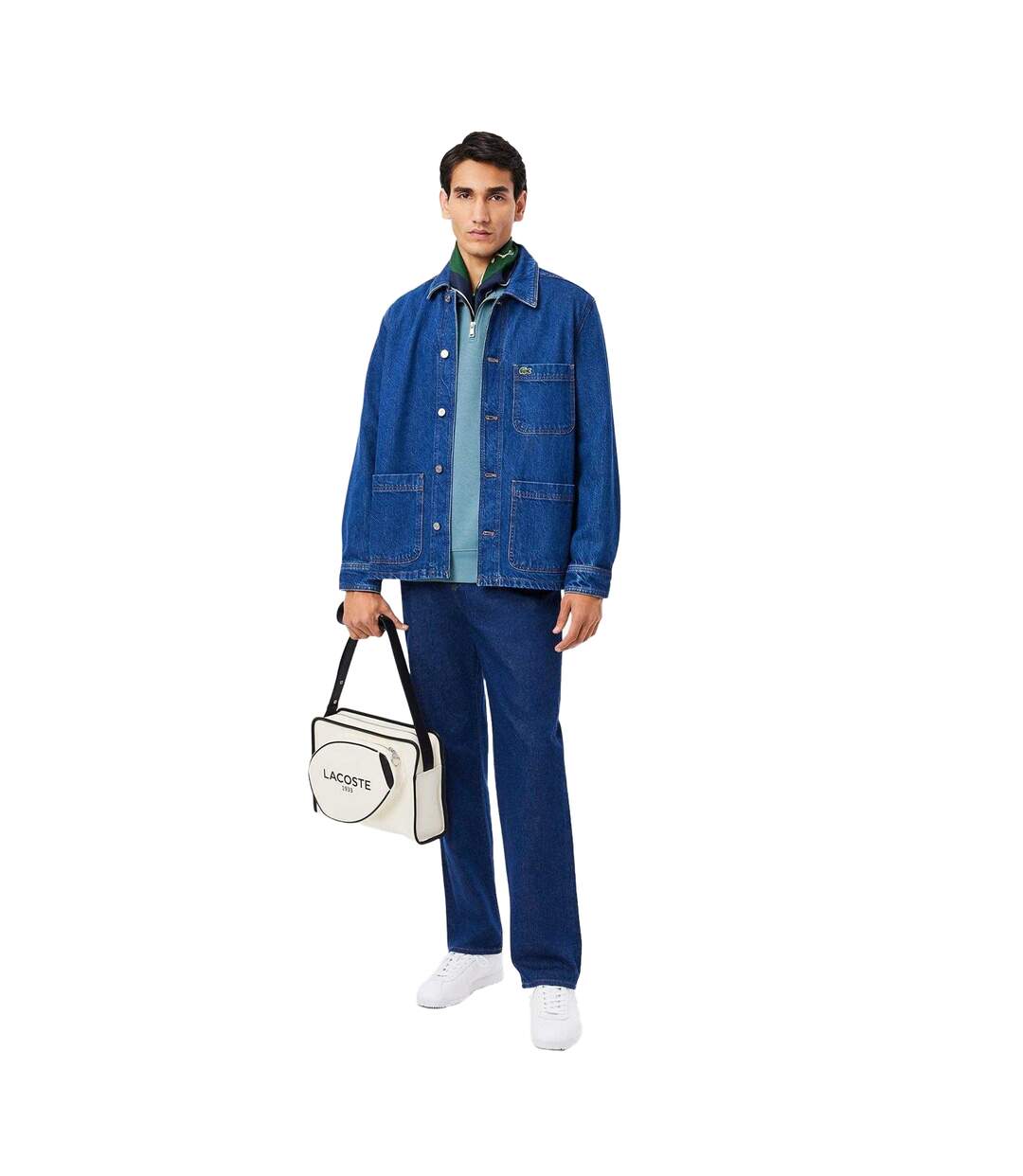 Mens Interlock Quarter Zip Sweatshirt Blue Lacoste-1