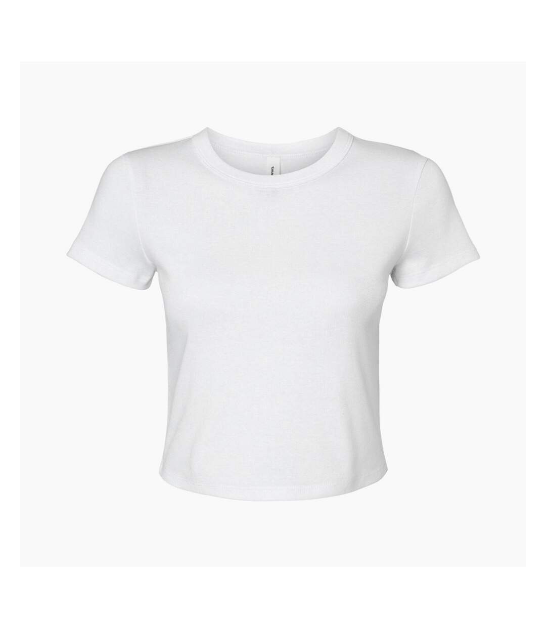 Womens/ladies Micro-rib Crop T-shirt Solid White Bella + Canvas-1