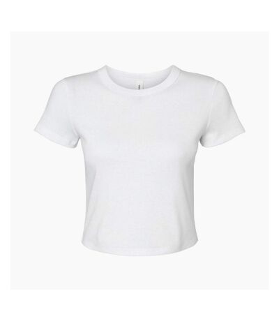 Womens/ladies Micro-rib Crop T-shirt Solid White Bella + Canvas