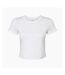 Womens/ladies Micro-rib Crop T-shirt Solid White Bella + Canvas-1