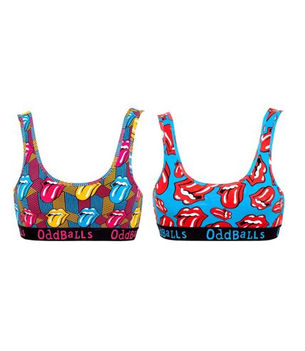 OddBalls Womens/Ladies The Rolling Stones Bralette (Pack Of 2) (Multicolored) - UTOB113