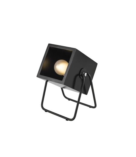 Lampe en bois et métal carrée Hefty - H. 17 cm - Noir