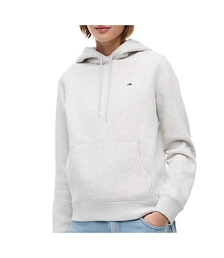 Sweat à capuche gris chiné femme tommy hilfiger flag