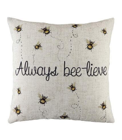 Evans Lichfield Bee-Lieve Cushion Cover (White/Black/Yellow) (One Size) - UTRV1856