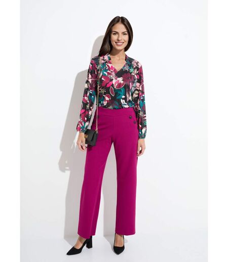 T-shirt col montant imprimé fleurs