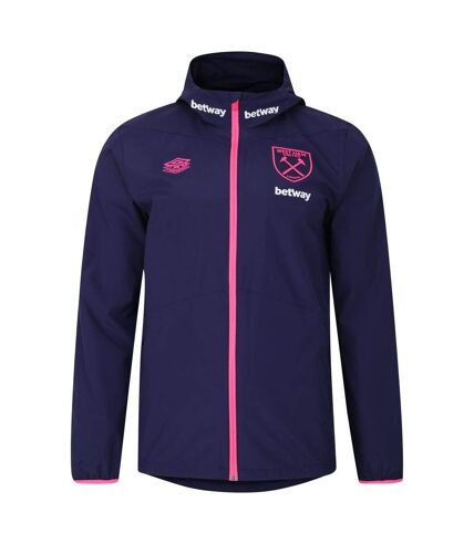 Umbro Mens 23/24 West Ham United FC Showerproof Jacket (Astral Aura/Knockout Pink)