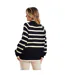 Womens/ladies Striped Mossy Yarn Jumper Black Cream Brave Soul-3
