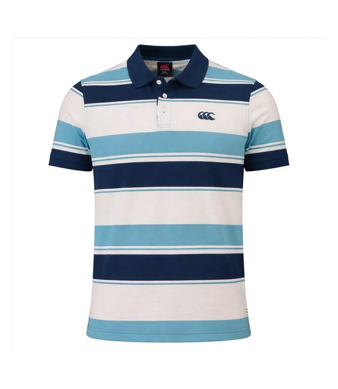 Mens Stripe Yarn Polo Shirt Storm Blue Canterbury-1