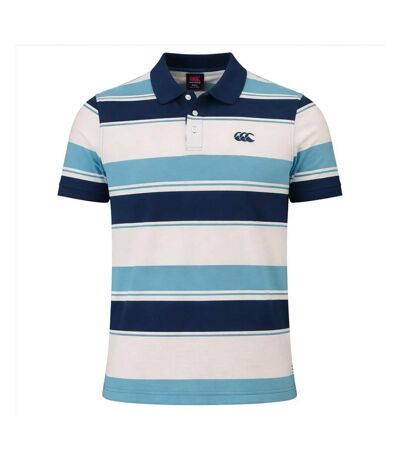 Mens Stripe Yarn Polo Shirt Storm Blue Canterbury