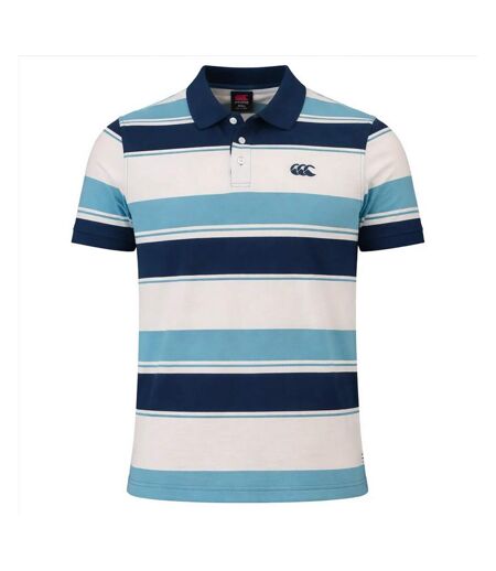 Mens Stripe Yarn Polo Shirt Storm Blue Canterbury