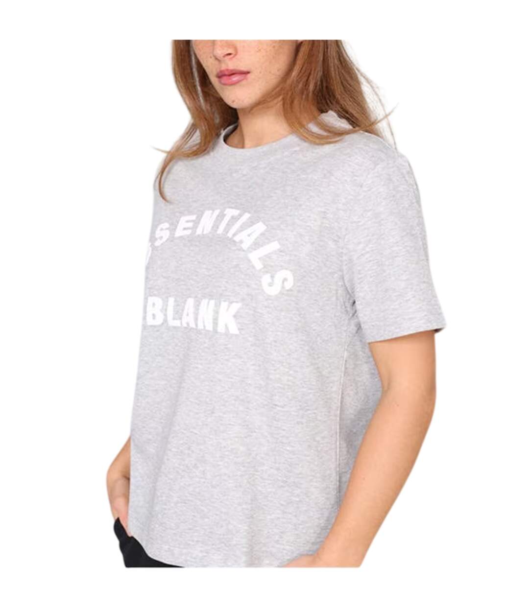 T-shirt Femme Gris Chiné Chiné Blank Essentials-3
