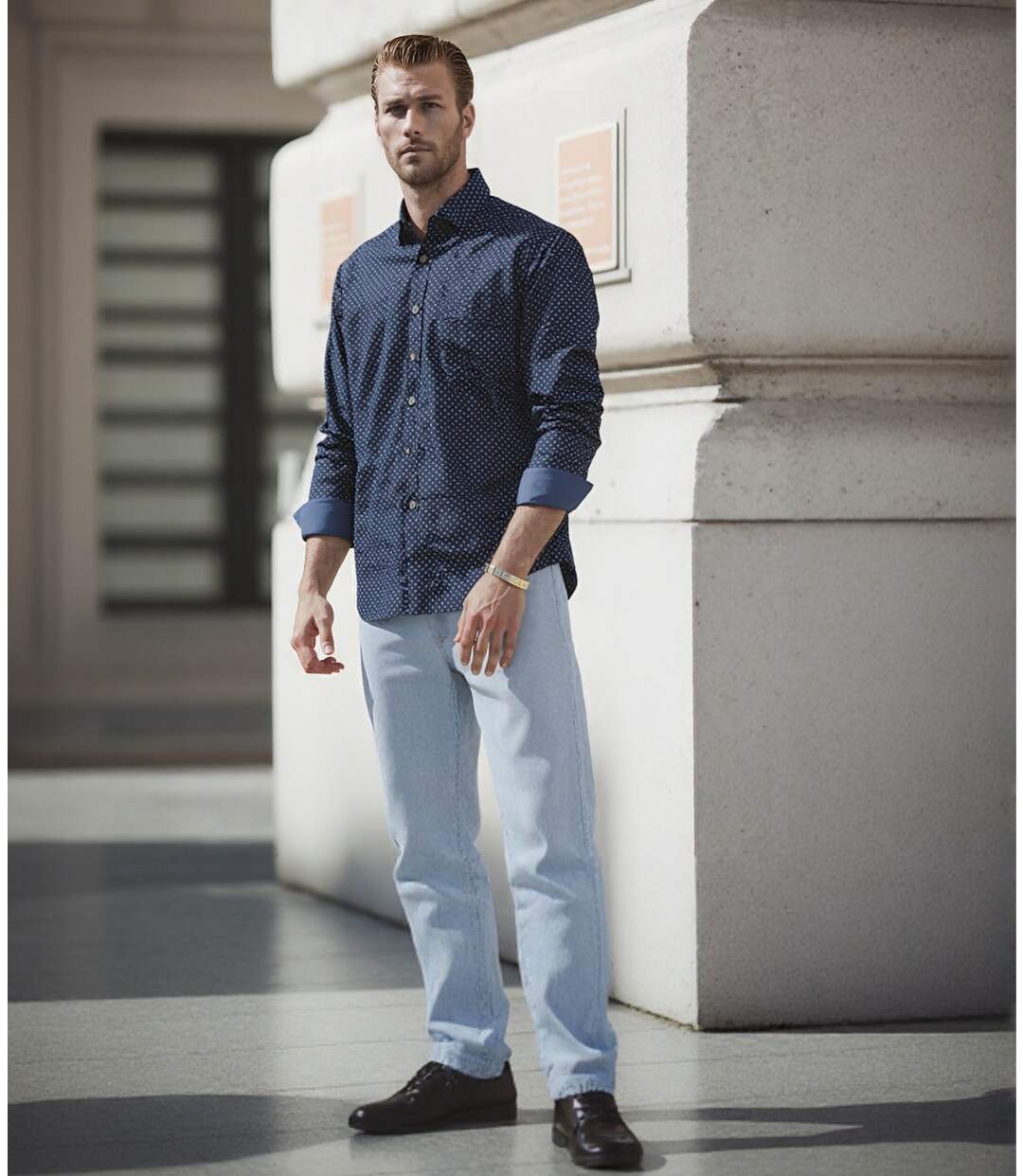 Chemise ajustée pour homme en bleu nuit - NO EXCESS-5