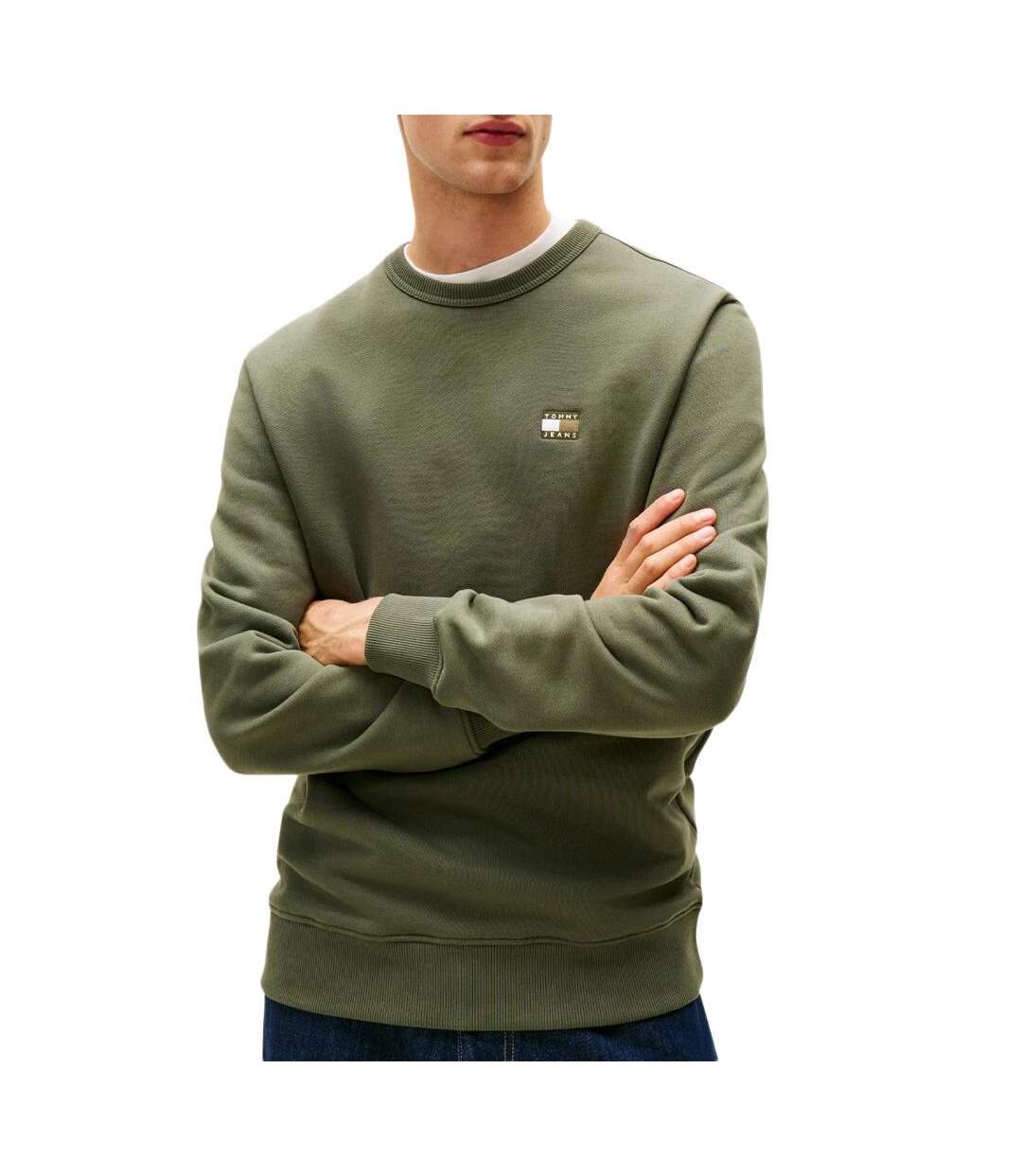 Sweat kaki homme tommy hilfiger tjm reg badge-1