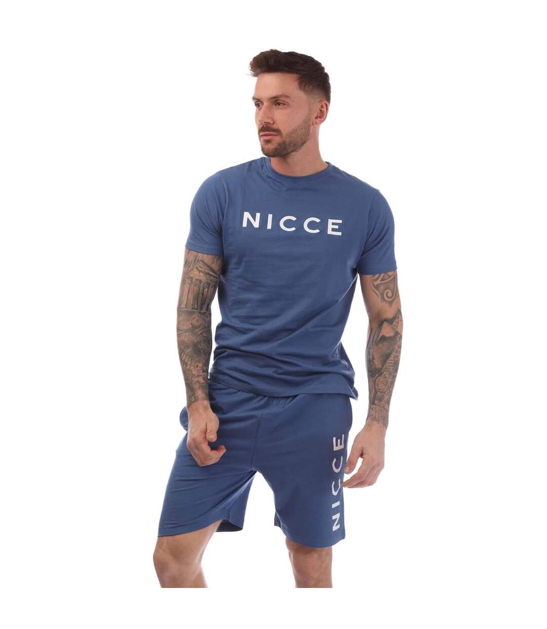 Mens Rowan T-shirt & Shorts Set Set Blue Nicce-2