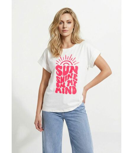 T-shirt col rond motif fluo Sunshine