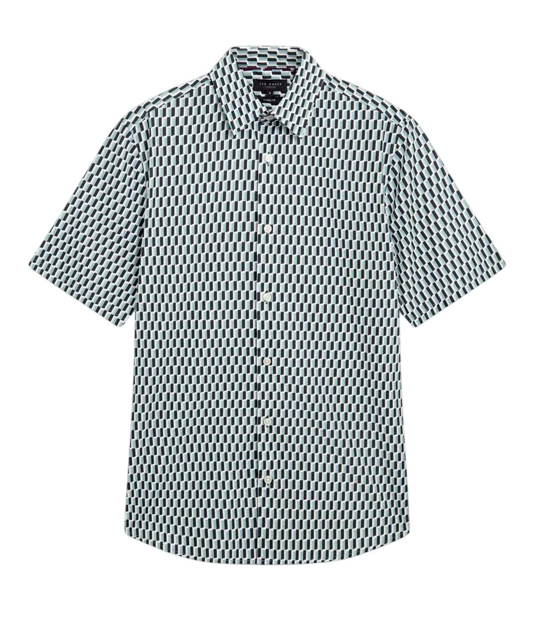 Mens Geometric Regular Shirt Turquoise Ted Baker-2