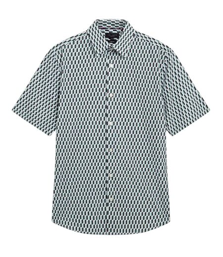 Mens Geometric Regular Shirt Turquoise Ted Baker