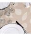 Nappe Toile Cirée Ronde Feuillys 160cm Beige Lin & Blanc-3
