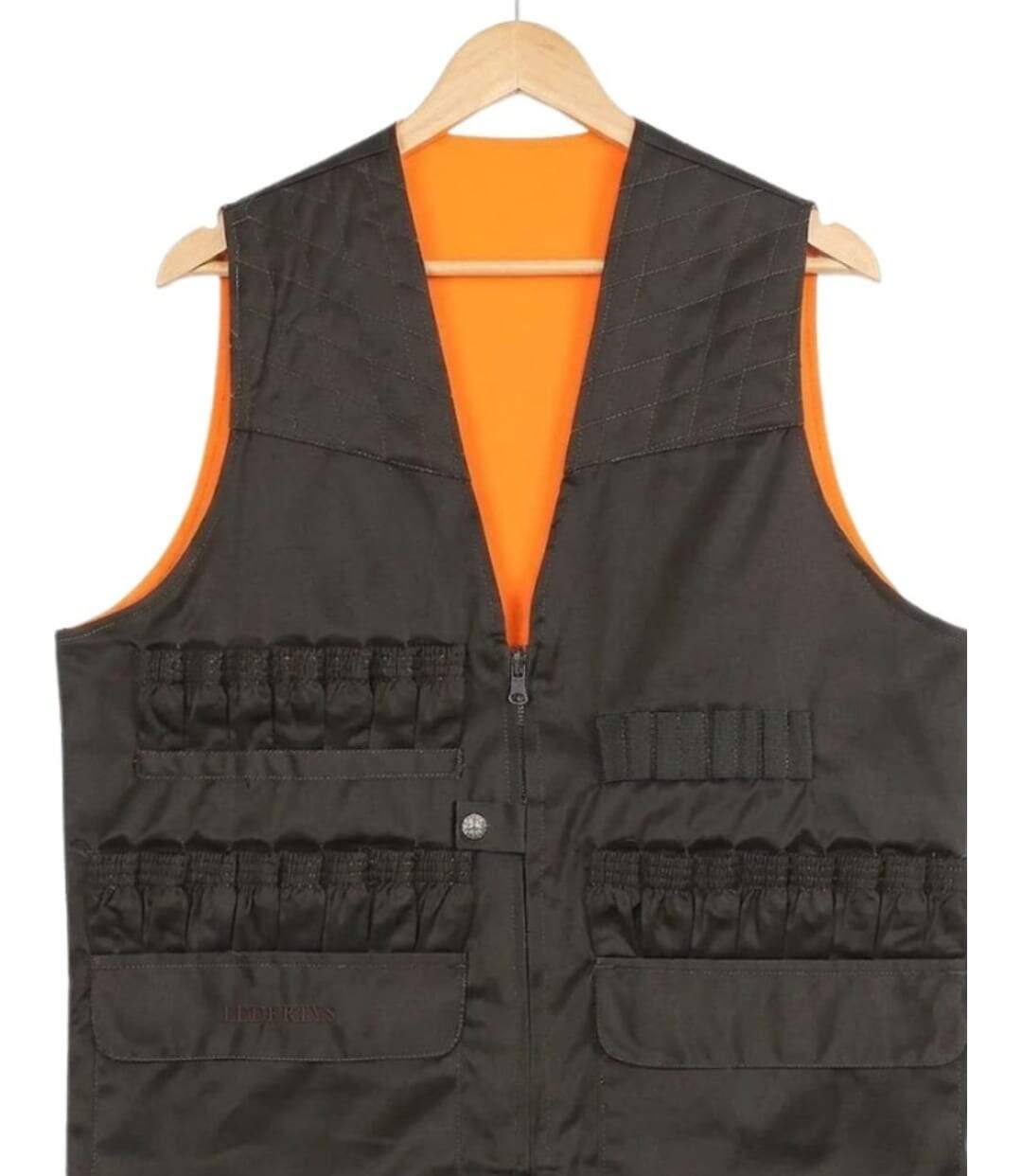 LEDERTYS DUO — Gilet sans manches kaki & orange : réversibilité et sécurité en chasse-2