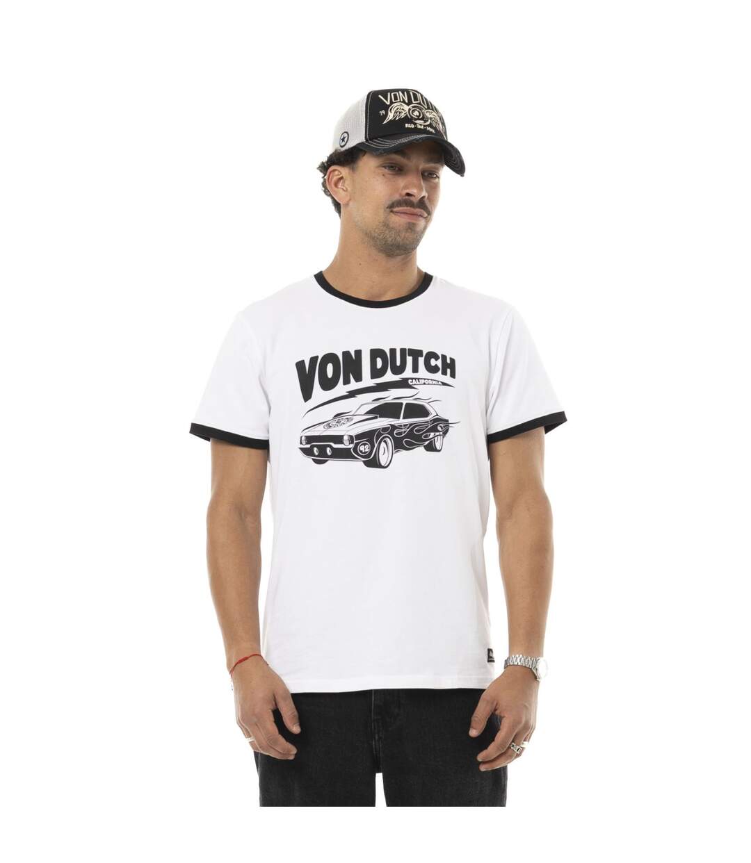 T-shirt homme en jersey stretch print devant Driver Vondutch-1