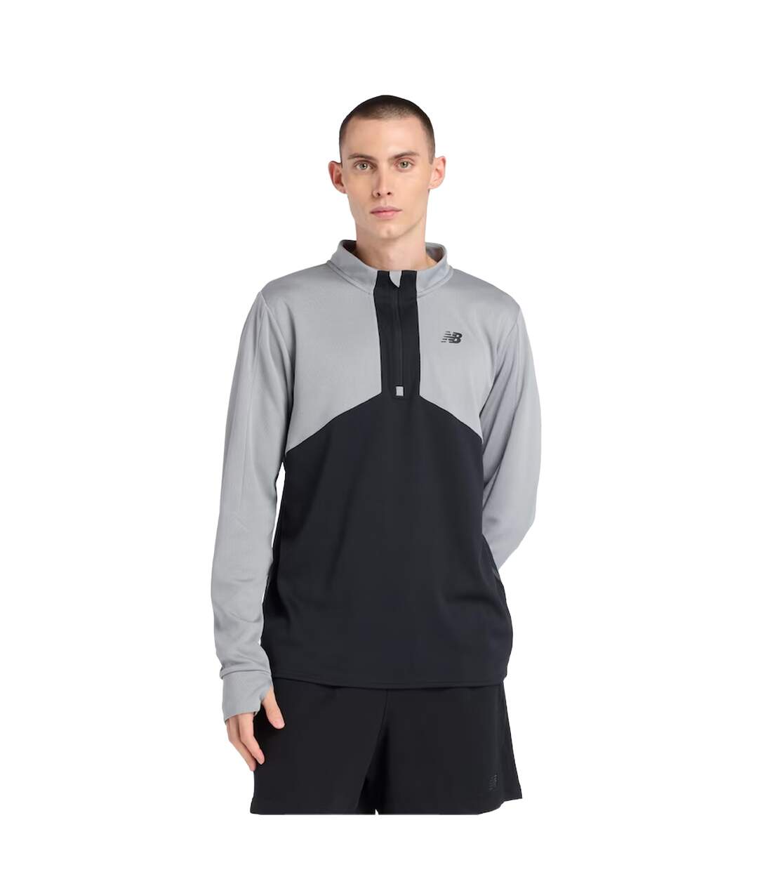 Mens Utility Quarter Zip Track Top Grey New Balance-2