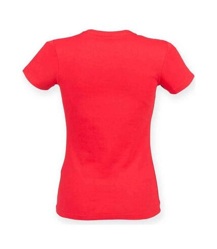 SF Womens/Ladies Feel Good Heather Stretch T-Shirt (Red) - UTPC6602