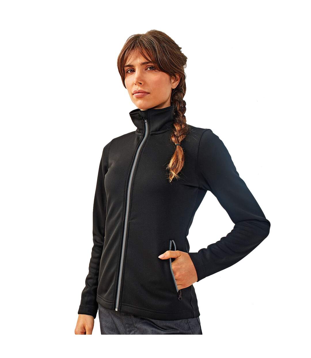 Womens/ladies dyed sweat jacket black Premier-2