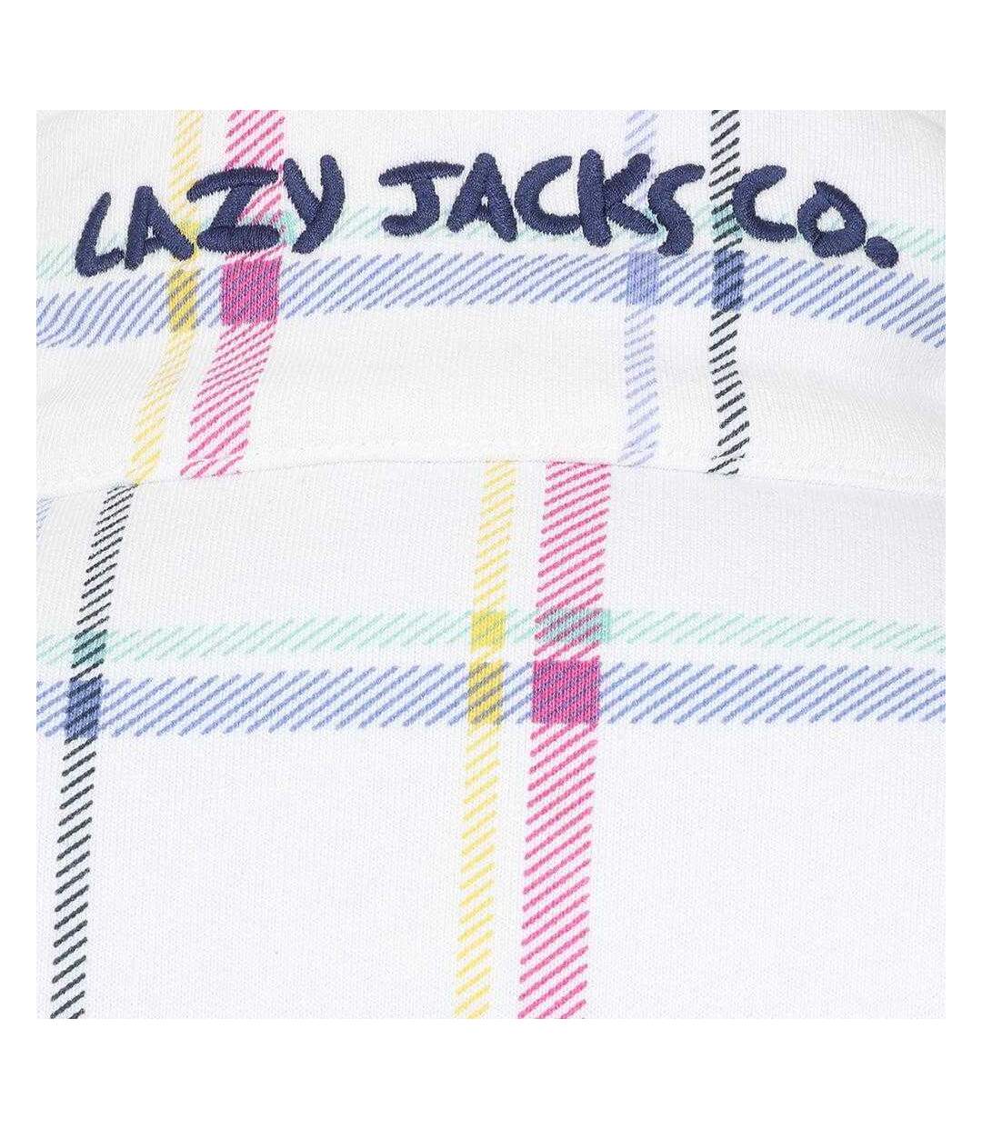 Sweat Motif/style À Carreaux Femme Blanc Rose Bleu Lazy Jacks-4