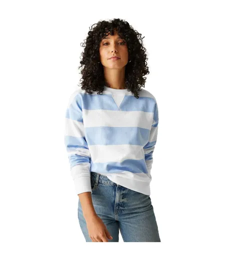 Womens/ladies Avika Ii Stripe Crew Neck Jumper Chambray Blue White Regatta