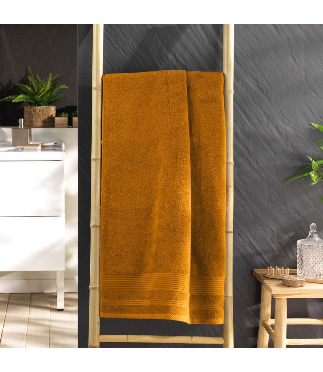 Drap de Douche Tendresse 70x130cm Jaune Curry-4