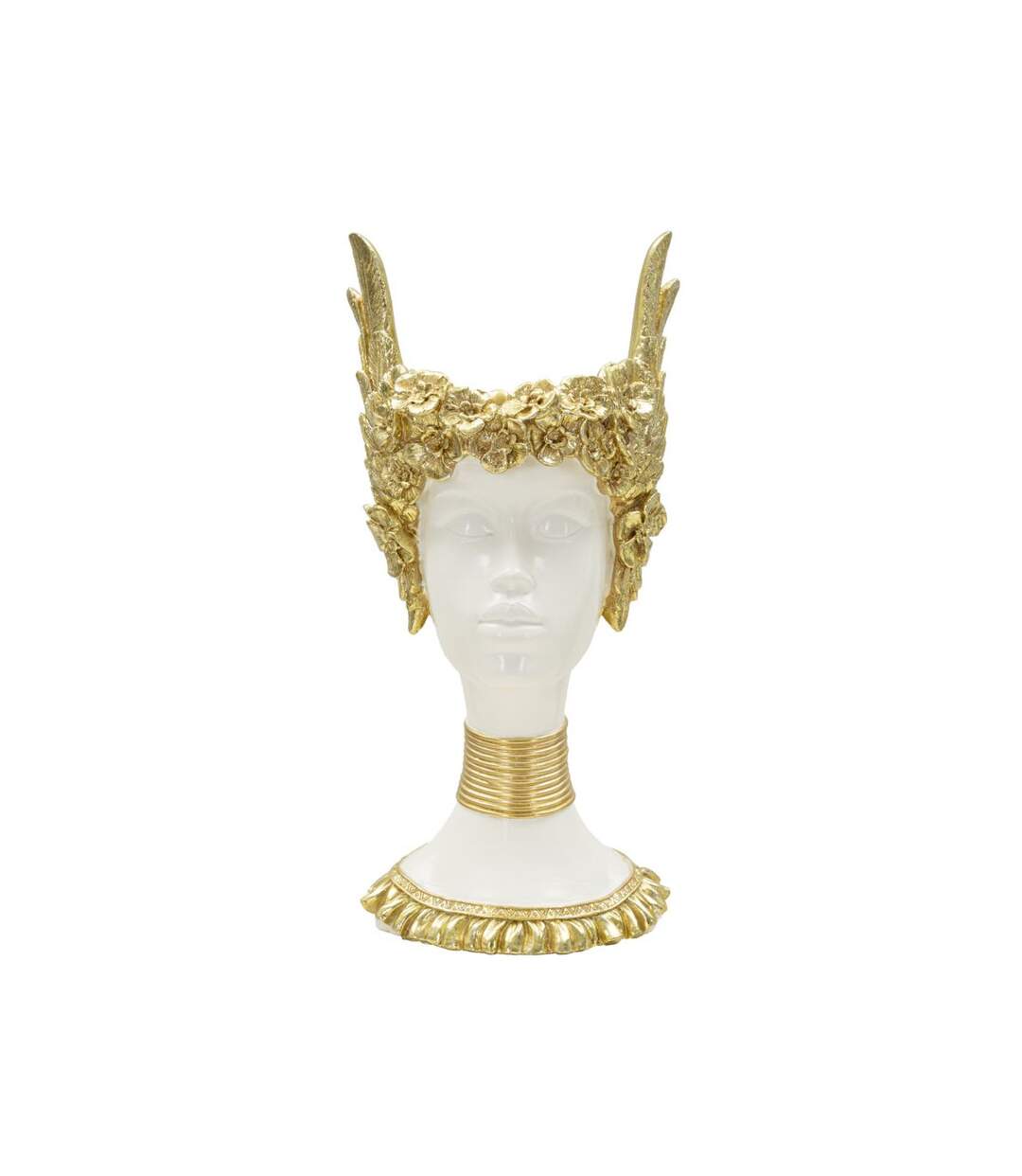 Statuette Buste Femme Athena 32cm Blanc & Or-1