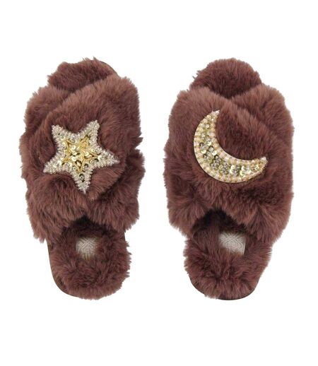Chaussons Motif/style Lune Et Étoiles Femme Marron Biba