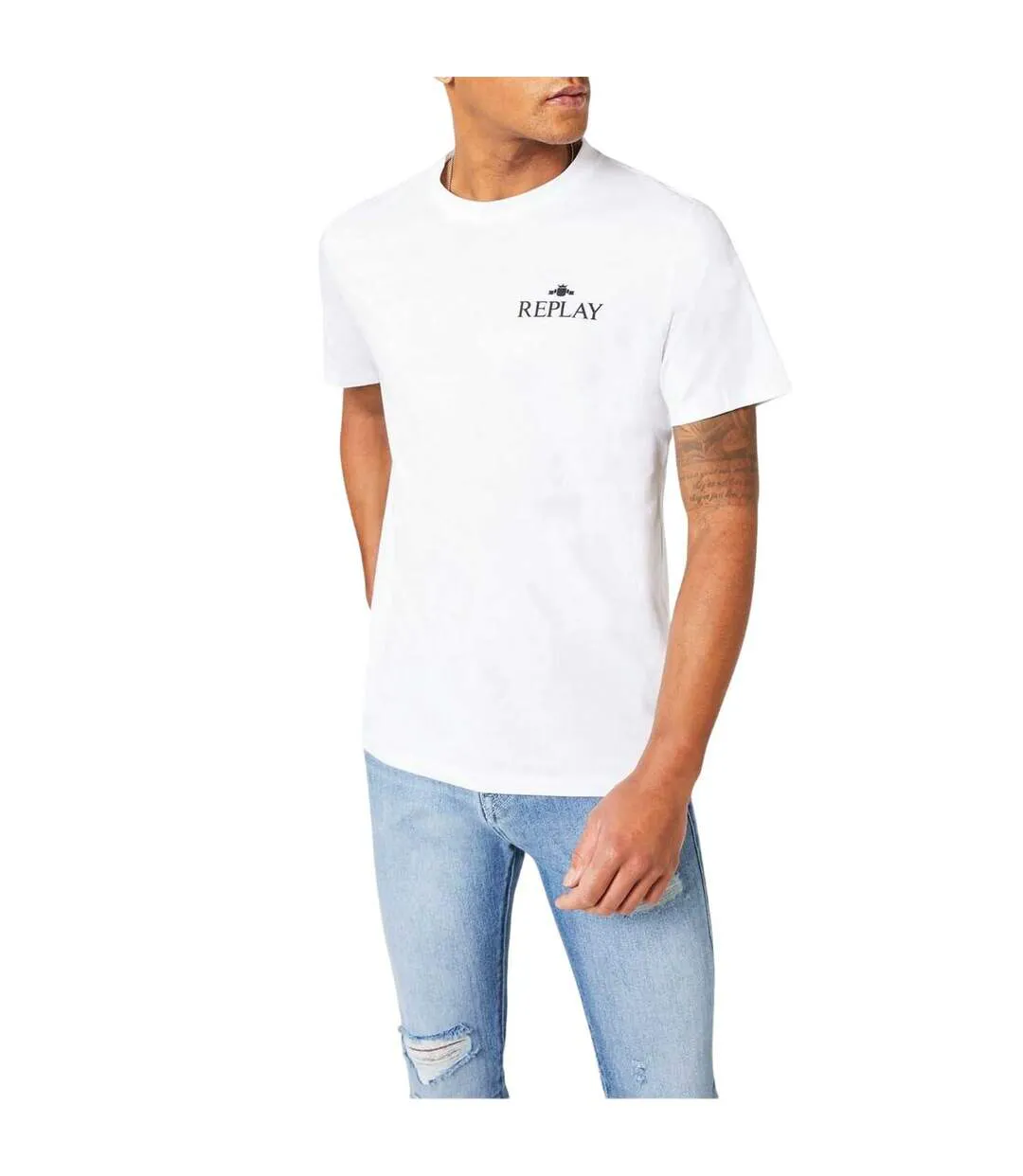 T-shirt Motif/style Petit Logo Homme Blanc Replay-2