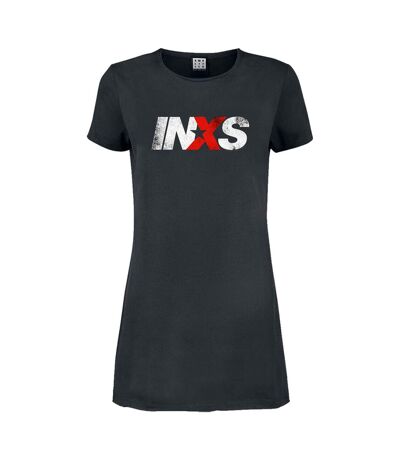 Womens/ladies Inxs Logo T-shirt Dress Charcoal Amplified