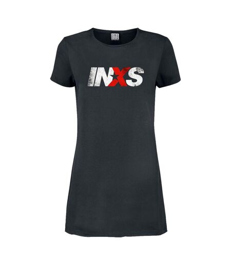 Womens/ladies Inxs Logo T-shirt Dress Charcoal Amplified