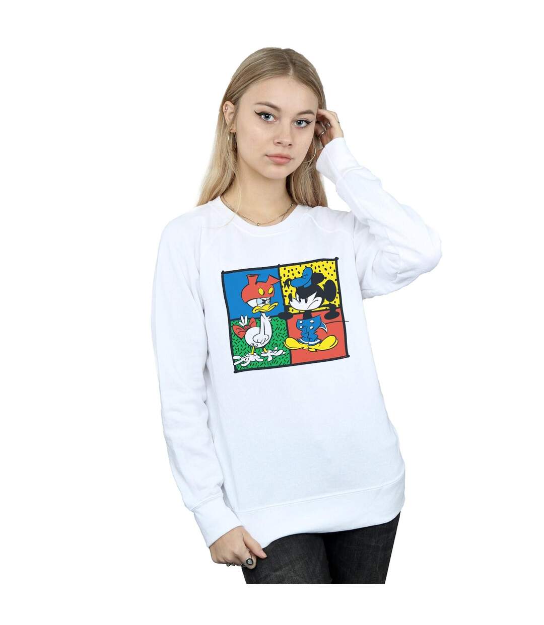 Disney Sweatshirt Womens/Ladies Mickey Mouse Donald Clothes Swap (Blanc) - UTBI27585-2