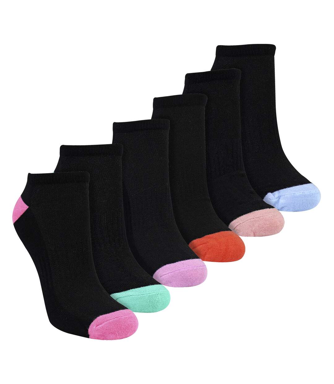 6 Pack Ladies Bamboo Trainer Socks Soft Breathable Heel Toe Design-1
