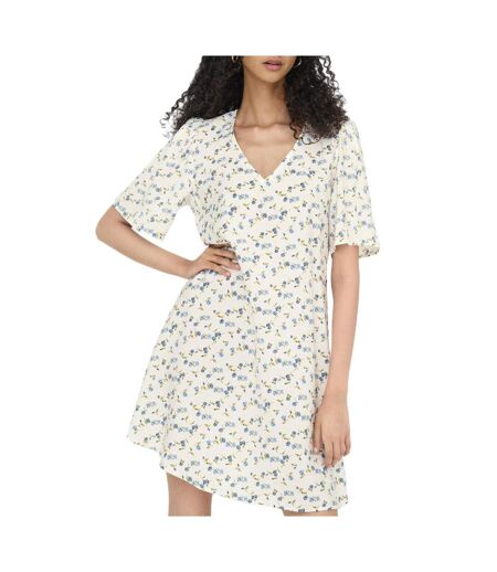 Robe à fleurs blanc/bleu femme jdy carrie