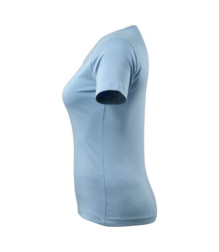 Womens/ladies Crossover Nice T-shirt Light Blue Mascot