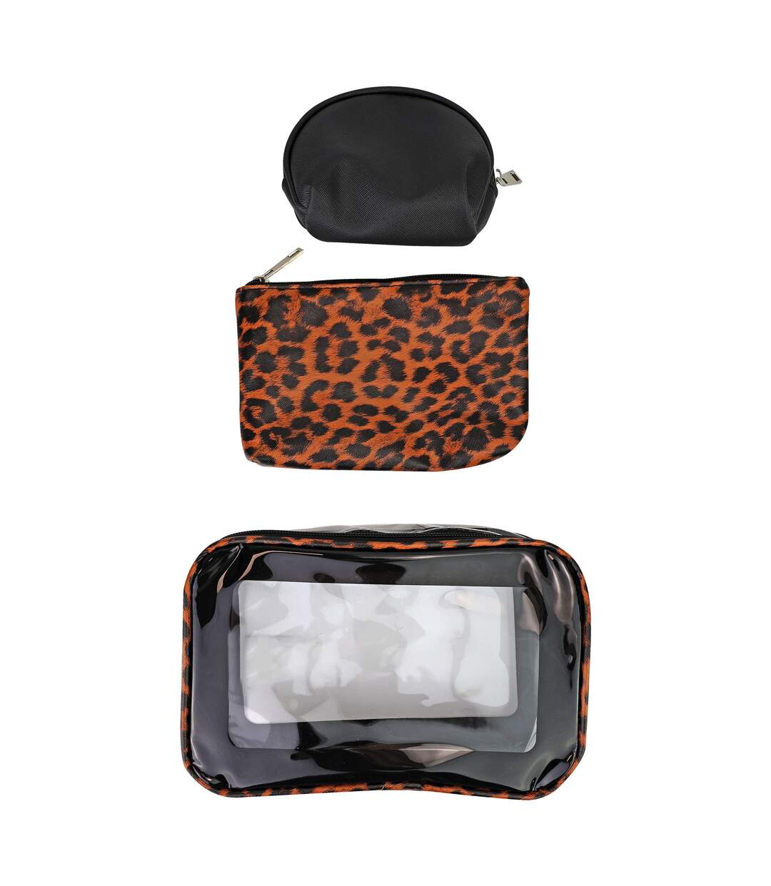 3 Piece Ladies Cosmetic Bag Set Leopard Print Makeup Toiletry Travel Bags-2