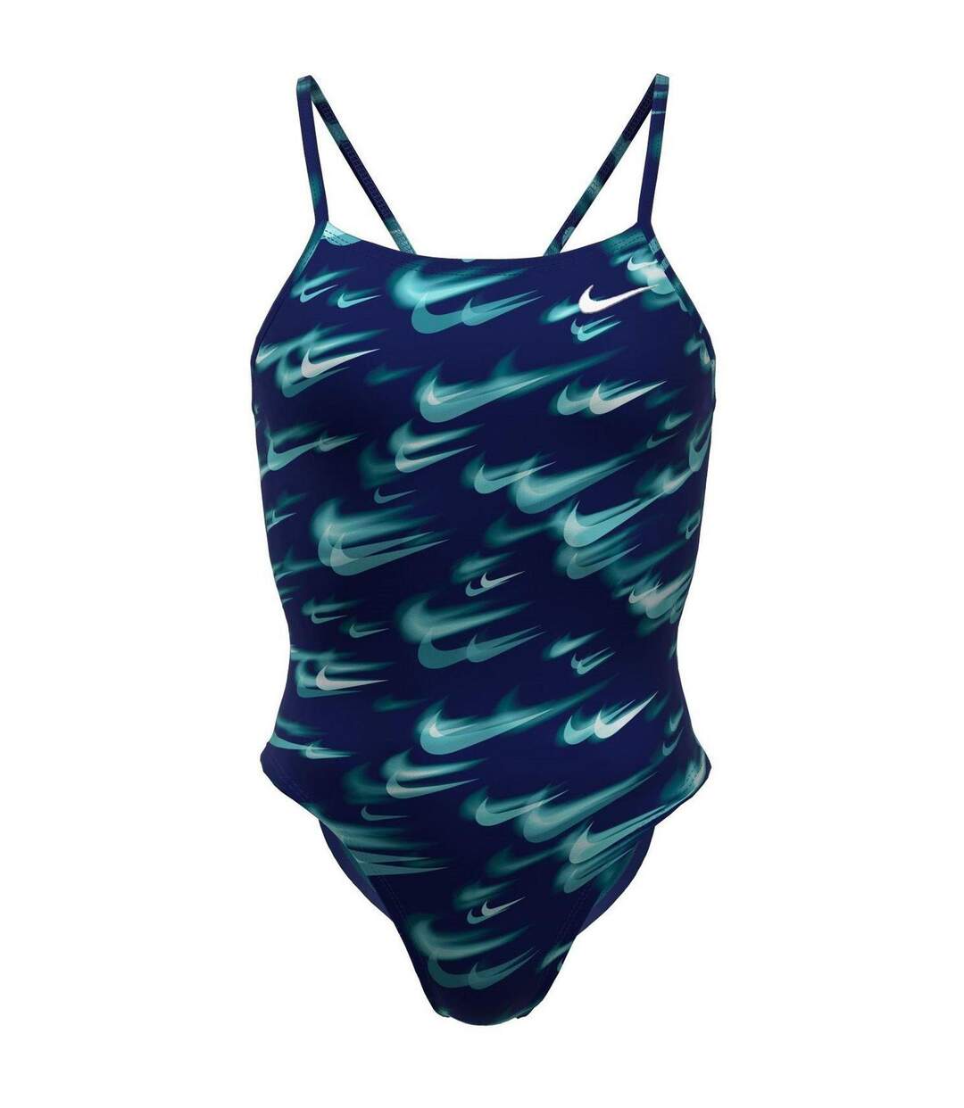 Maillot De Bain 1 Pièce Motif/style Logo Répété Femme Bleu Marine Nike-1