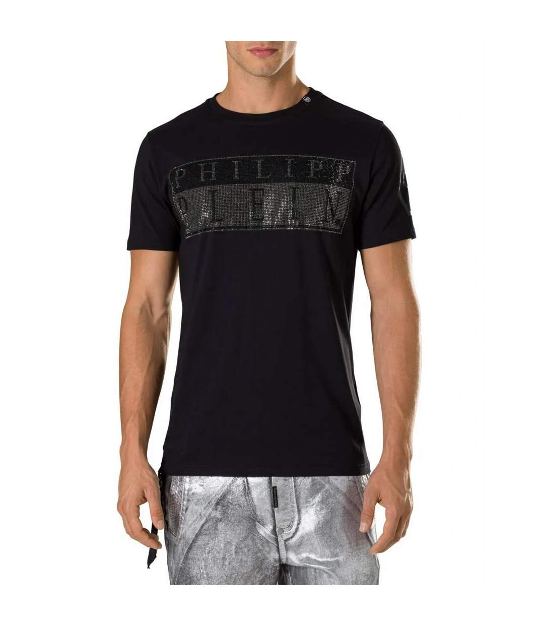 T-shirt Motif/style Logo Monochrome Homme Noir Philipp Plein-1