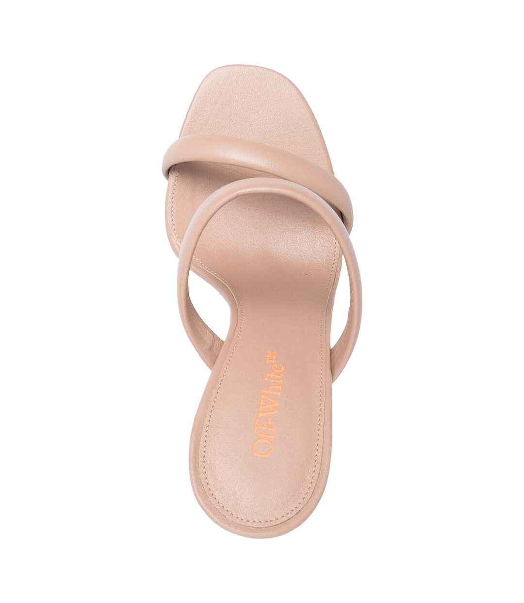 Womens/ladies Leather High Block Heel Mules Beige Orange Off White-3