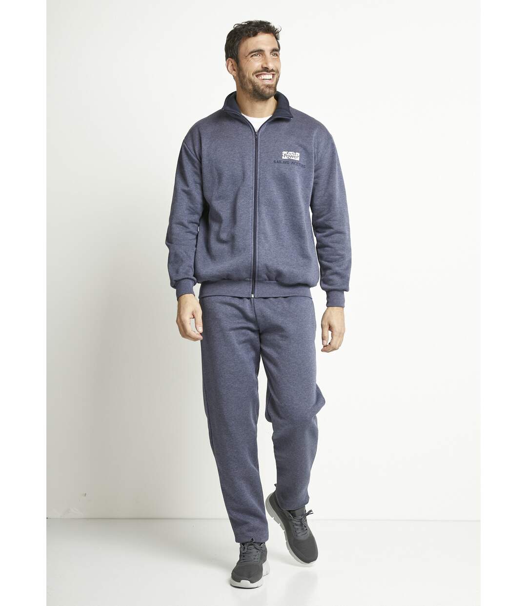 Veste molleton zippée col montant coton-3