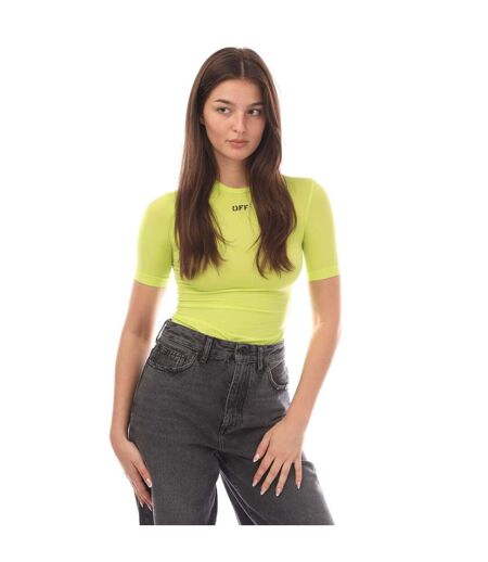 T-shirt off stamp sec skin femme jaune Off White