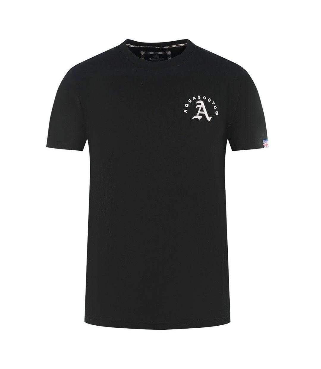 T-shirt Motif Brodé London Homme Noir Aquascutum-1