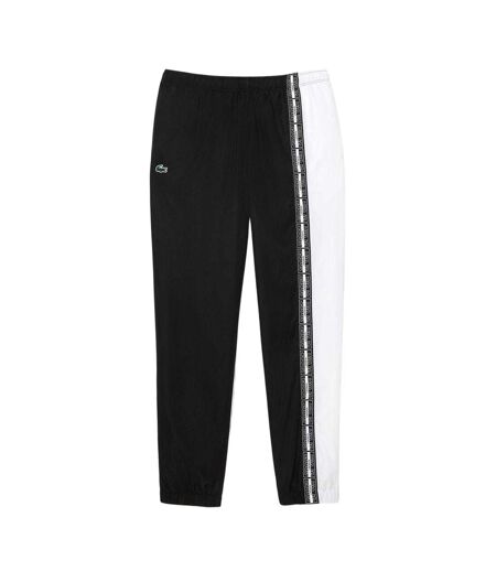 Mens Colour Block Tracksuit Bottoms Black White Lacoste