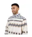 Mens Borg Quarter Zip Sweatshirt Cream Multicoloured Brave Soul-4