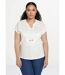 T-shirt court uni clouté maille flammée-1