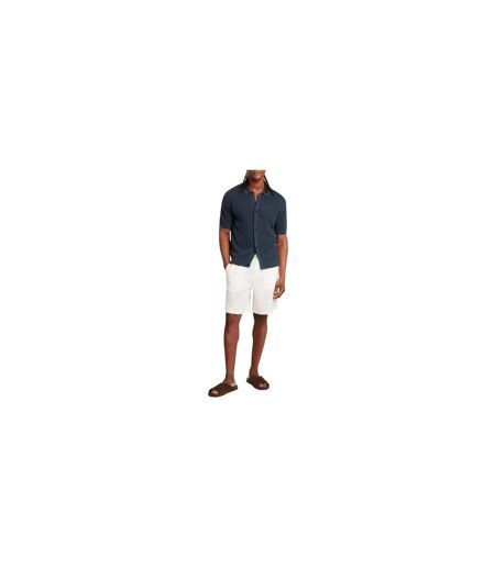 Mens Crochet Short-sleeved Shirt Mid Navy Ted Baker
